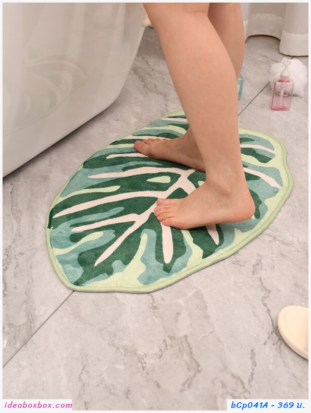พรมเช็ดเท้า พรมตกแต่ง พรมวางหน้าประตู พรมไม้ด่าง Leaf Shape Floor Mat แบบยาว