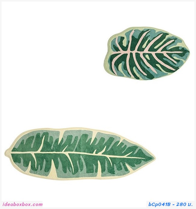 พรมเช็ดเท้า พรมตกแต่ง พรมวางหน้าประตู  พรมไม้ด่าง Leaf Shape Floor Mat แบบสั้น