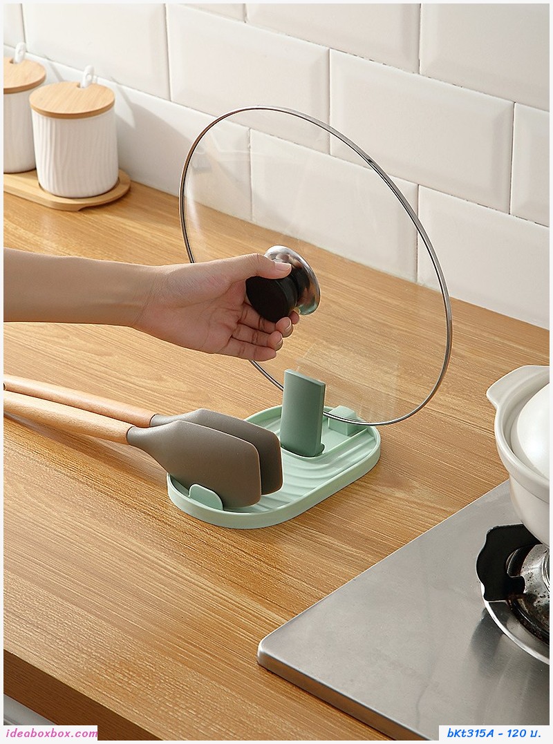 ที่วางฝาหม้อ ทัพพีตะหลิว multifunction สีกรม(1แถม1)