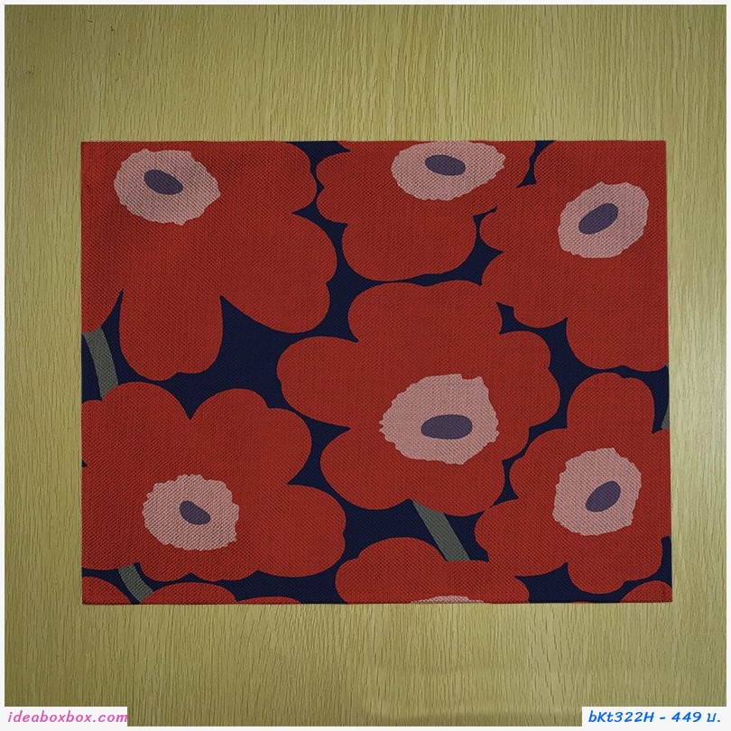 แผ่นรองจานบนโต๊ะอาหาร ลาย Marimekko สีแดง(เซต 4 ผืน)