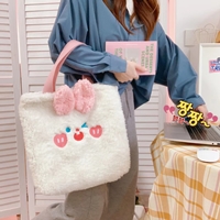 กระเป๋าถือขนนุ่มสไตล์เกาหลี-ลายกระต่ายขาว