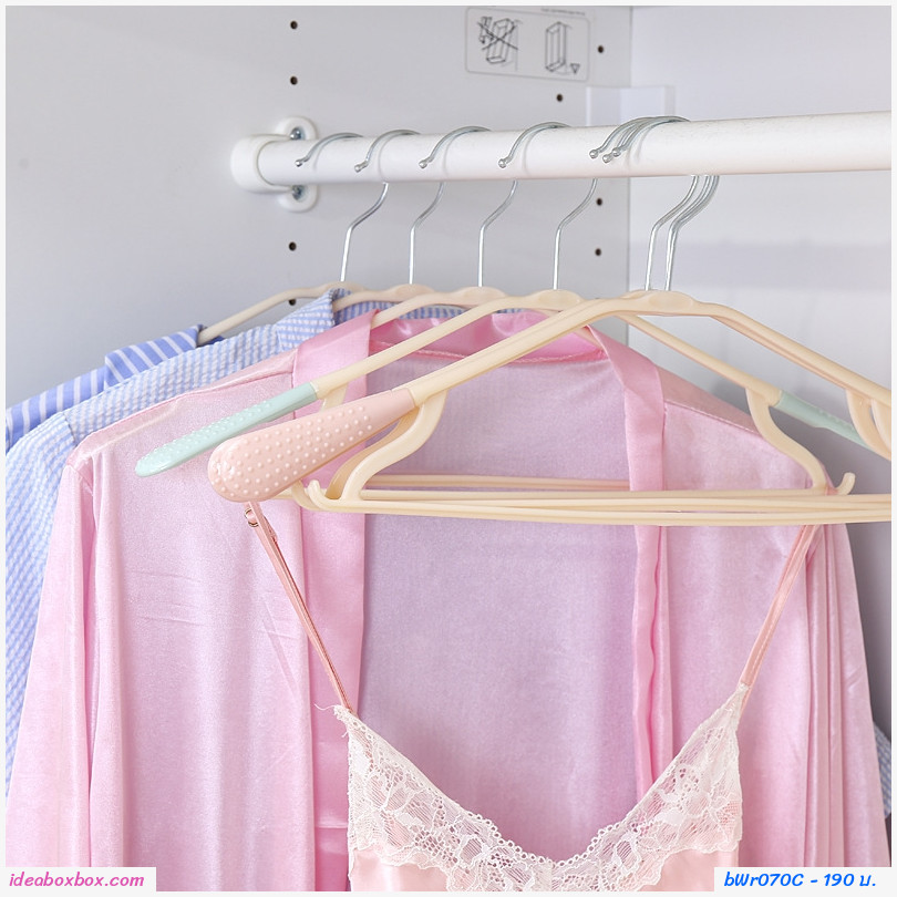 ไม้แขวนเสื้อ ปรับรูปทรงได้ รุ่นยาว สีเขียว(แพค10ชิ้น)