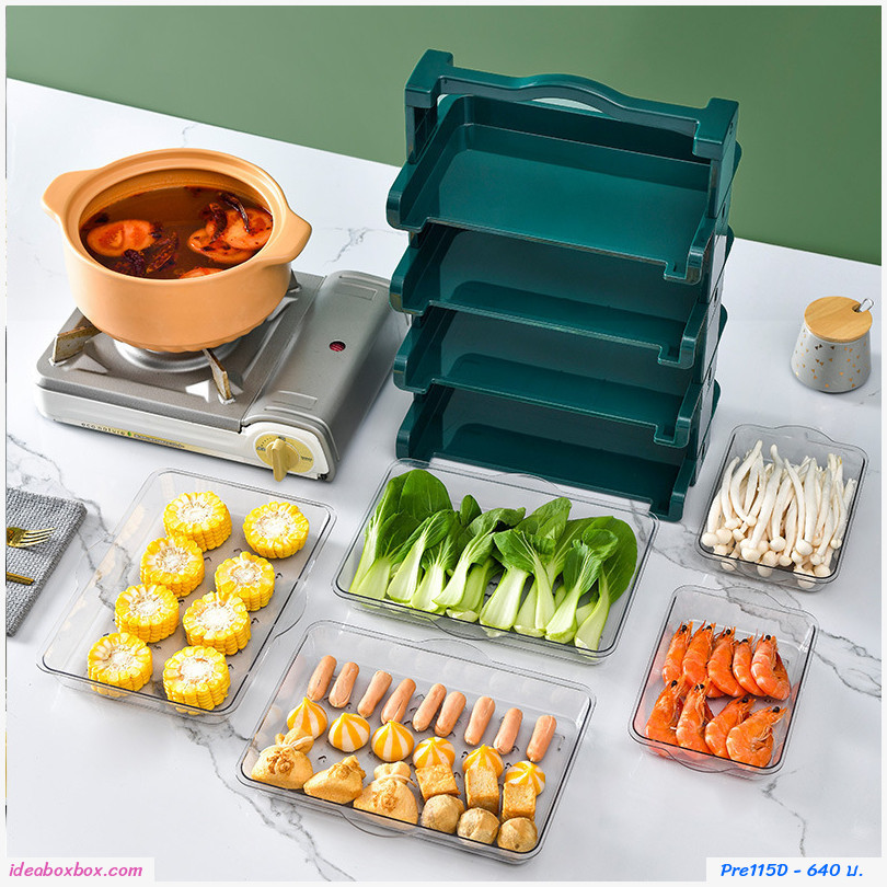 คอนโดชั้นวางชาบู multi-layer แยกเนื้อ ผัก 4ชั้น สีขาว