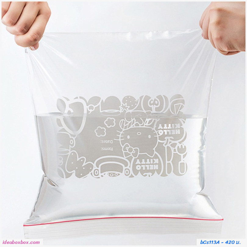 ถุงซิปล็อคถนอมอาหาร Hello Kitty เซต 4 กล่อง คละไซส์(72 ใบ)