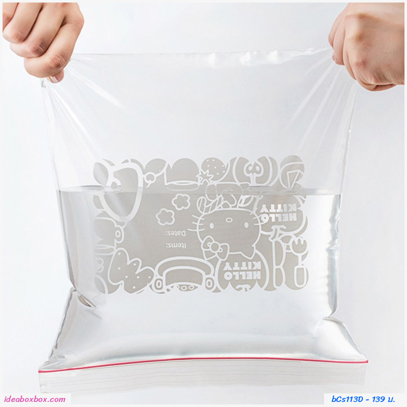 ถุงซิปล็อคถนอมอาหาร Hello Kitty ไซส์ M+L (16ใบ)