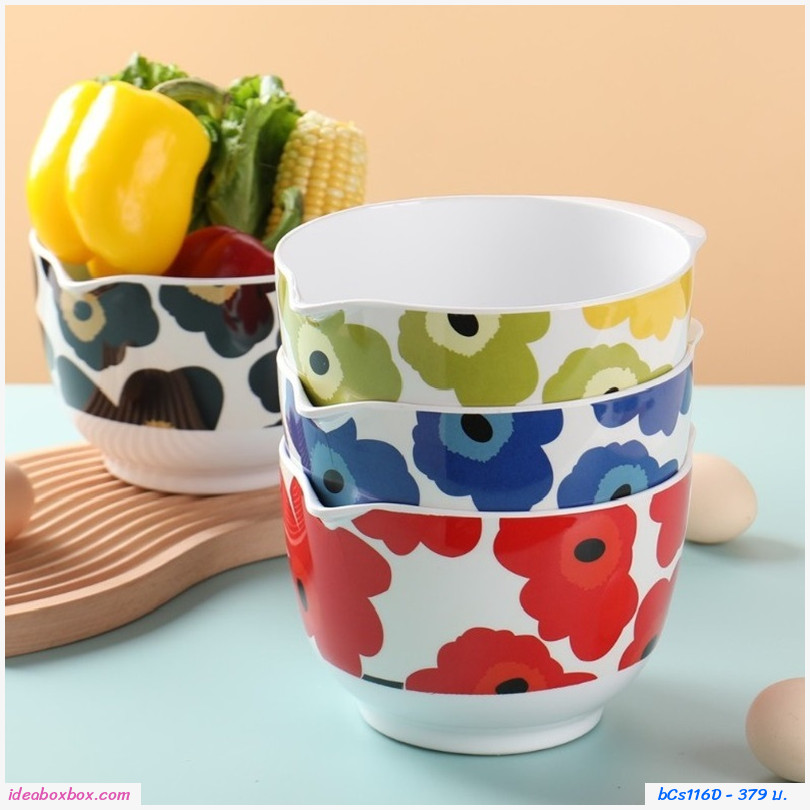 ชามผสม ตีไข่ อเนกประสงค์  marimekko 1500ml สีดำ
