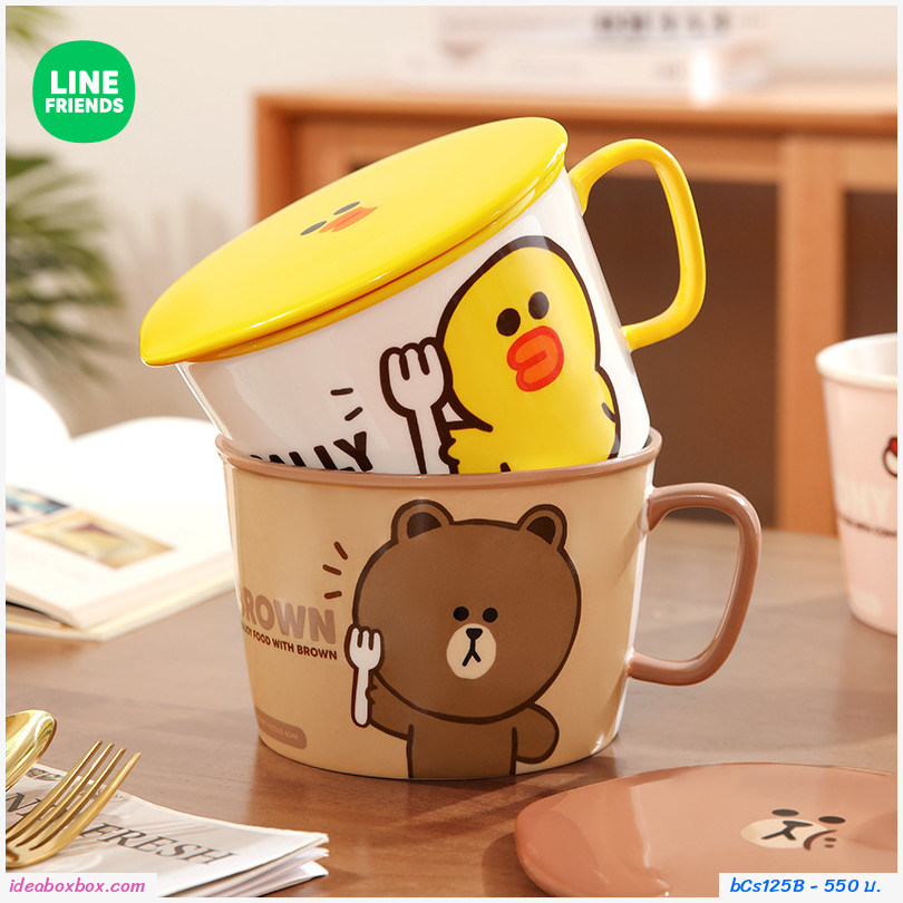 ชามเซรามิกพร้อมฝา Noodle Bowl 1000ml.ลาย LINE SALLY