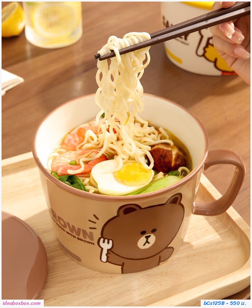 ชามเซรามิกพร้อมฝา Noodle Bowl 1000ml.ลาย LINE SALLY