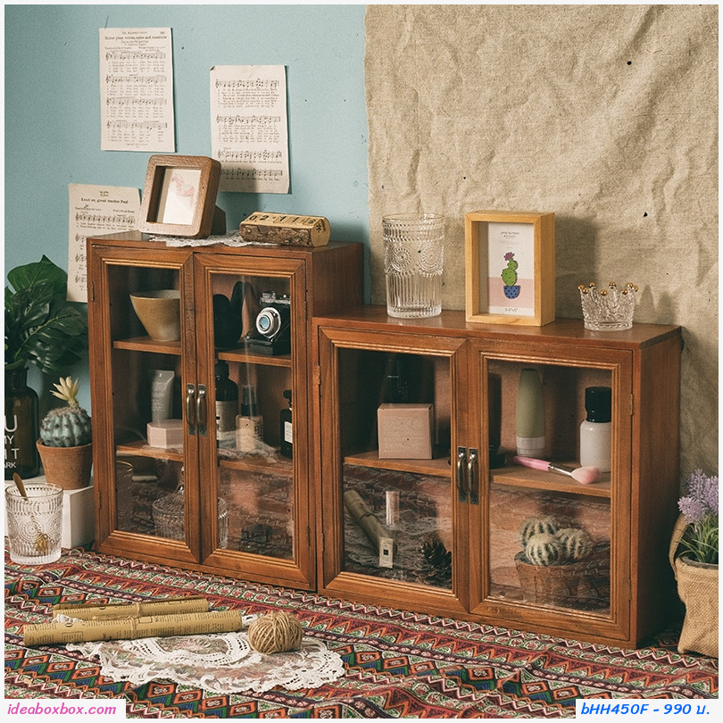 ตู้ไม้ เก็บของ ตกแต่ง retro vintage cabinet แบบ F