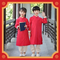 ชุดตรุษจีน-ชุดพีเรียดโบราณ-เสื้อตัวยาวและกางเกง-เจ้าจักรพรรดิ-สีแดง