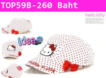 หมวกแก๊ป Hello Kitty สีขาวจุดแดง