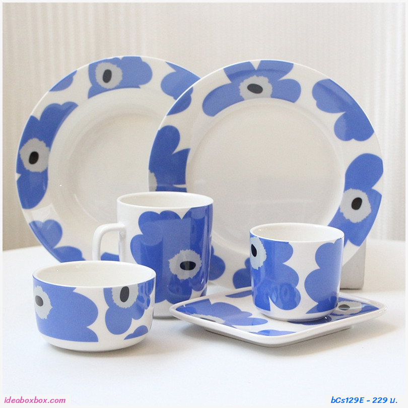จานเซรามิก จานเหลี่ยม 6 นิ้ว Marimekko สีส้ม