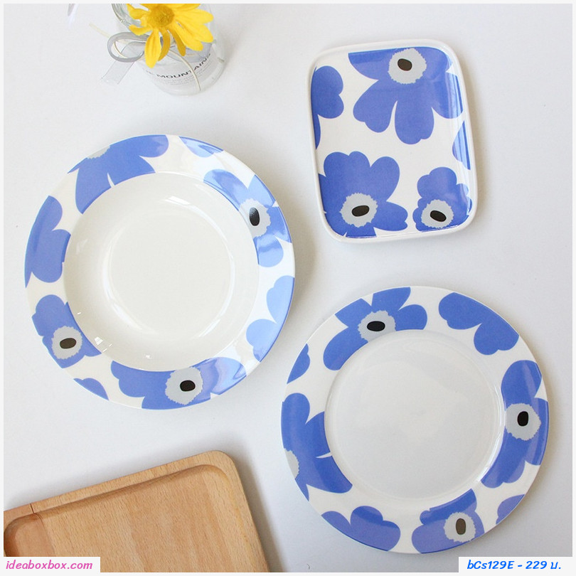 จานเซรามิก จานเหลี่ยม 6 นิ้ว Marimekko สีส้ม