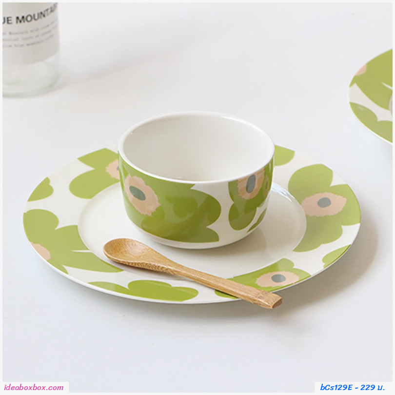 จานเซรามิก จานเหลี่ยม 6 นิ้ว Marimekko สีส้ม