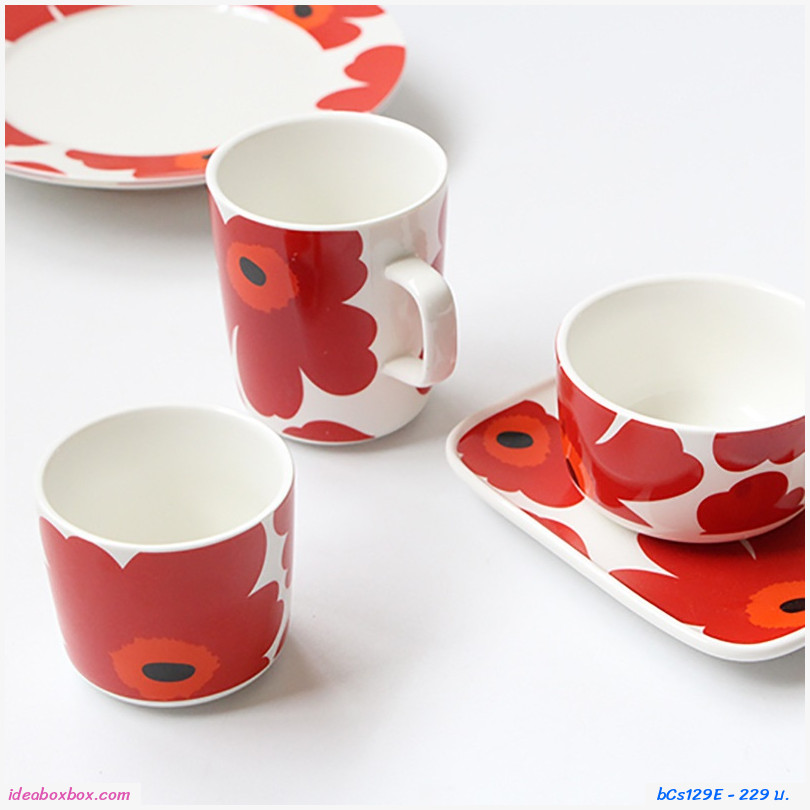 จานเซรามิก จานเหลี่ยม 6 นิ้ว Marimekko สีส้ม
