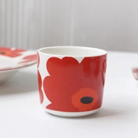 พรีออเดอร์-แก้วกาแฟ-ไม่มีหู-Handleless-Cup-Marimekko-สีแดงส้ม