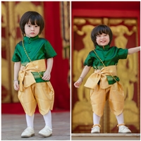 ชุดไทยเด็กชายแขนสั้น-รุ่งตะวัน-สีเขียวทอง