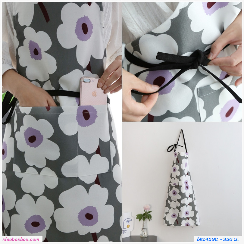 ผ้ากันเปื้อน เชฟทำอาหาร Marimekko แบบเชือกผูก สีเทา