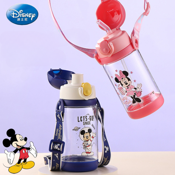 กระติกน้ำมีสายสะพาย แบบหลอดดูดและยกดื่ม 520 ml.Mickey Mouse 