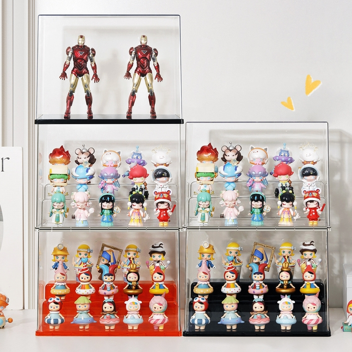 กล่องโชว์โมเดล ฟิกเกอร์ Building Block พร้อมบันไดโชว์ Transparent
