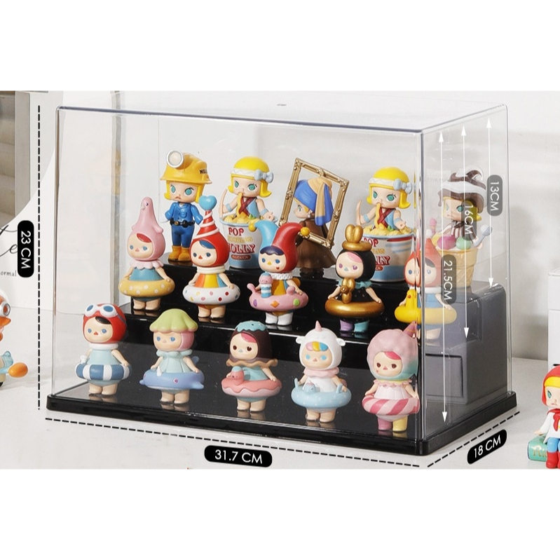 กล่องโชว์โมเดล ฟิกเกอร์ Building Block พร้อมบันไดโชว์ Transparent