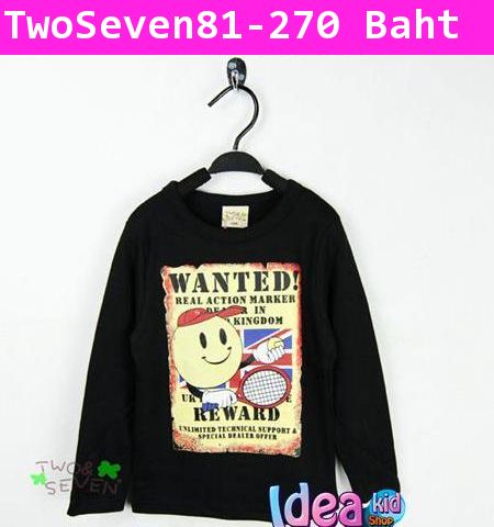 เสื้อยืดแขนยาว Two&Seven WANTED! สีดำ