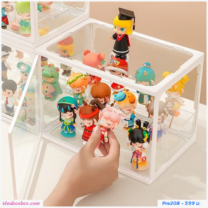 [พรีออเดอร์] กล่องโชว์โมเดล Box Display ขอบขาว รุ่นเตี้ย B (แพคคู่)