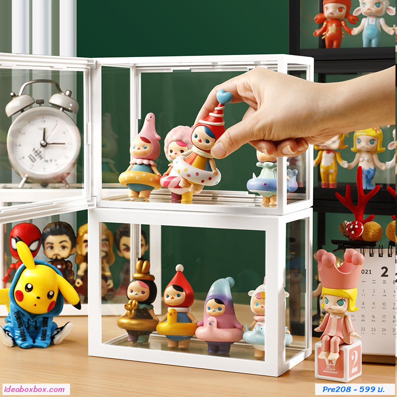 [พรีออเดอร์] กล่องโชว์โมเดล Box Display ขอบขาว รุ่นเตี้ย B (แพคคู่)
