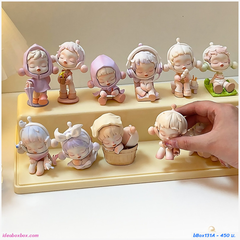 กล่องโชว์โมเดล+สแตนด์ transparent figure display box สีครีม