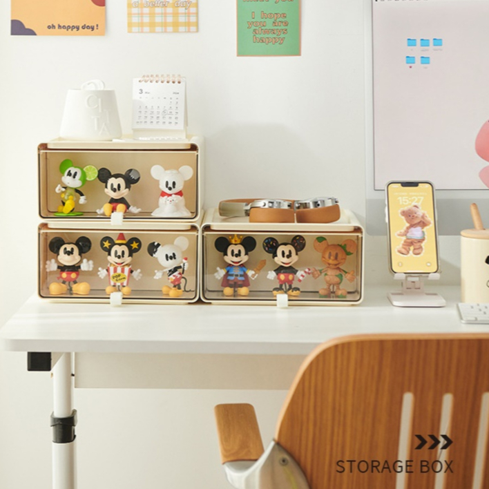 กล่องลิ้นชักโชว์โมเดล Office Desktop Popmart สีครีม