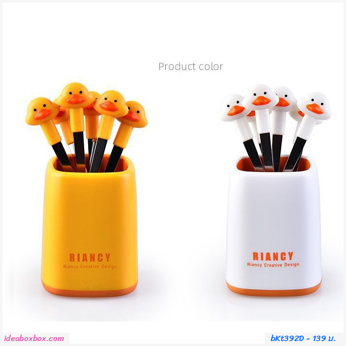ส้อมจิ้มผลไม้ Fruit Fork ผลไม้ Cartoon Cow สีขาว(กระปุกและส้อม 6 คัน)