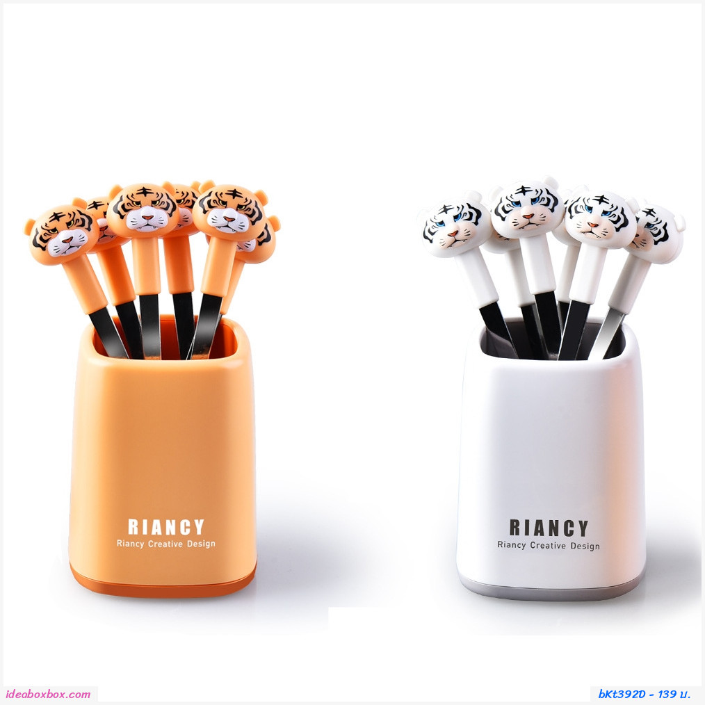 ส้อมจิ้มผลไม้ Fruit Fork ผลไม้ Cartoon Cow สีขาว(กระปุกและส้อม 6 คัน)