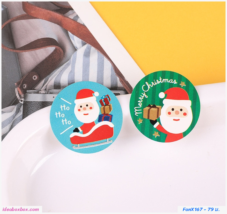 [พรีออเดอร์]Sticker Merry Christmas Xmas แบบวงกลม เซต 20 แผ่น(240 ดวง)
