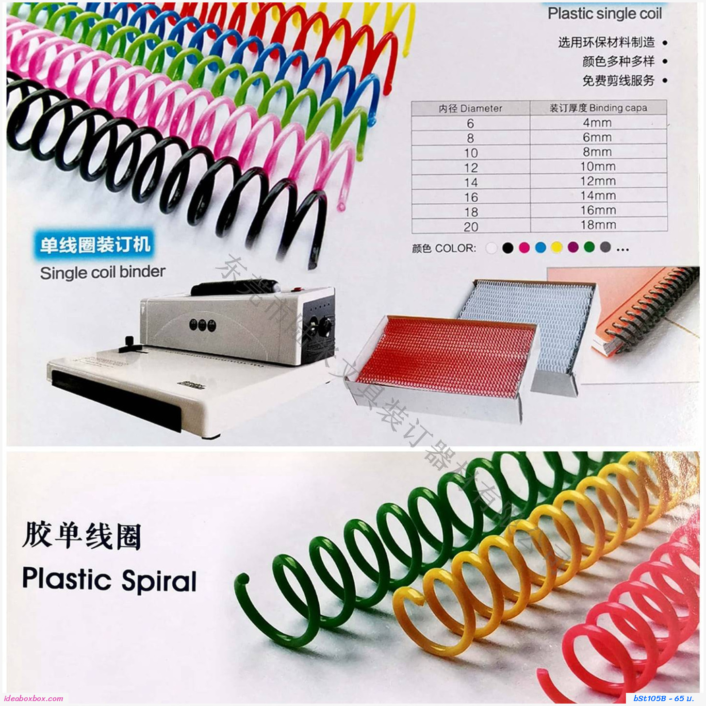 สันเกลียวพลาสติก เข้าเล่ม ขนาด 12mm สีขาว(แพค 10 อัน)