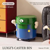 [พรีออเดอร์]ถังขยะลายการ์ตูน-Luigi-พร้อมล้อเลื่อน-ขนาด-13L