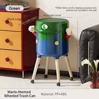 ถังขยะลายการ์ตูน-Luigi-พร้อมล้อเลื่อน-มีขาแบบเตี้ย-ขนาด-13L-