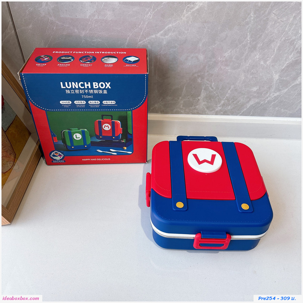[พรีออเดอร์]กล่องข้าวสุดเท่ทรงกระเป๋าเป้ มาริโอ้สไตล์ Luigi