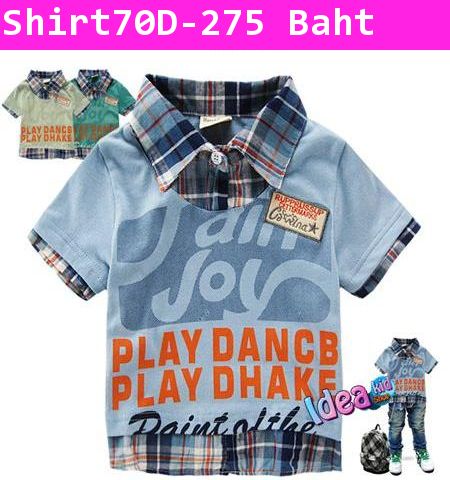 เสื้อเชิ้ต PLAY DANCE สีฟ้า