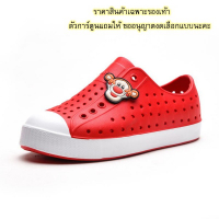 รองเท้าแฟชั่นเด็กสไตล์-Native-สีแดง-(แถมจิ๊บบิท-4-ตัว)