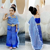 ชุดไทยหนูน้อยนพมาศ-ลูกไม้_ผ้าถุงหน้านาง-สีน้ำเงิน