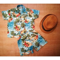 ชุดเสื้อกางเกงฮาวาย-ลายทะเล-โทนสีฟ้า