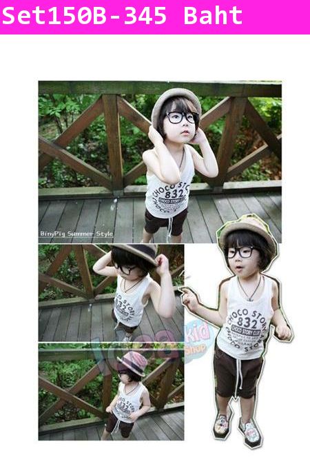 ชุดเสื้อกางเกง CHOCO STORY สีขาวน้ำตาล