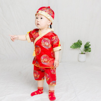 ชุดเสื้อกางเกงเด็กจีน-พร้อมหมวก-สีแดง-เทศกาลตรุษจีน