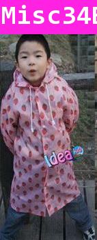 เสื้อกันฝน KIDS RAIN COAT ลายสตอเบอรี่ สีชมพู