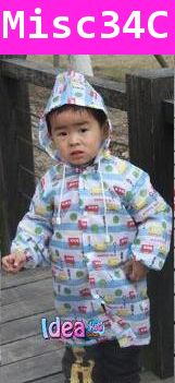 เสื้อกันฝน KIDS RAIN COAT ลายรถโรงเรียน สีฟ้า