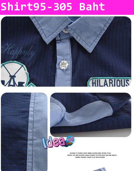 เสื้อเชิ้ตเด็กแขนสั้น Happyly Dark Blue