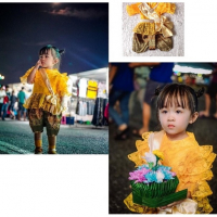 ชุดไทย-แม่พลอยลูกไม้-ร.5-โจงลายไทย:เหลืองทอง