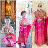 ชุดไทยนางนพมาศ-สไบพีทและกากเพชร_ผ้าถุงหน้านาง-ชุดนางสงกรานต์-ชุดไทยเข้าประกวด-สีบานเย็น