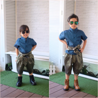 ชุดไทยเด็กชายแขนสั้น-พี่หมื่นแขนพับ:น้ำเงิน