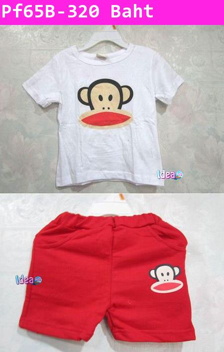 ชุดเสื้อกางเกง paul frank เสื้อขาว-กางเกงแดง